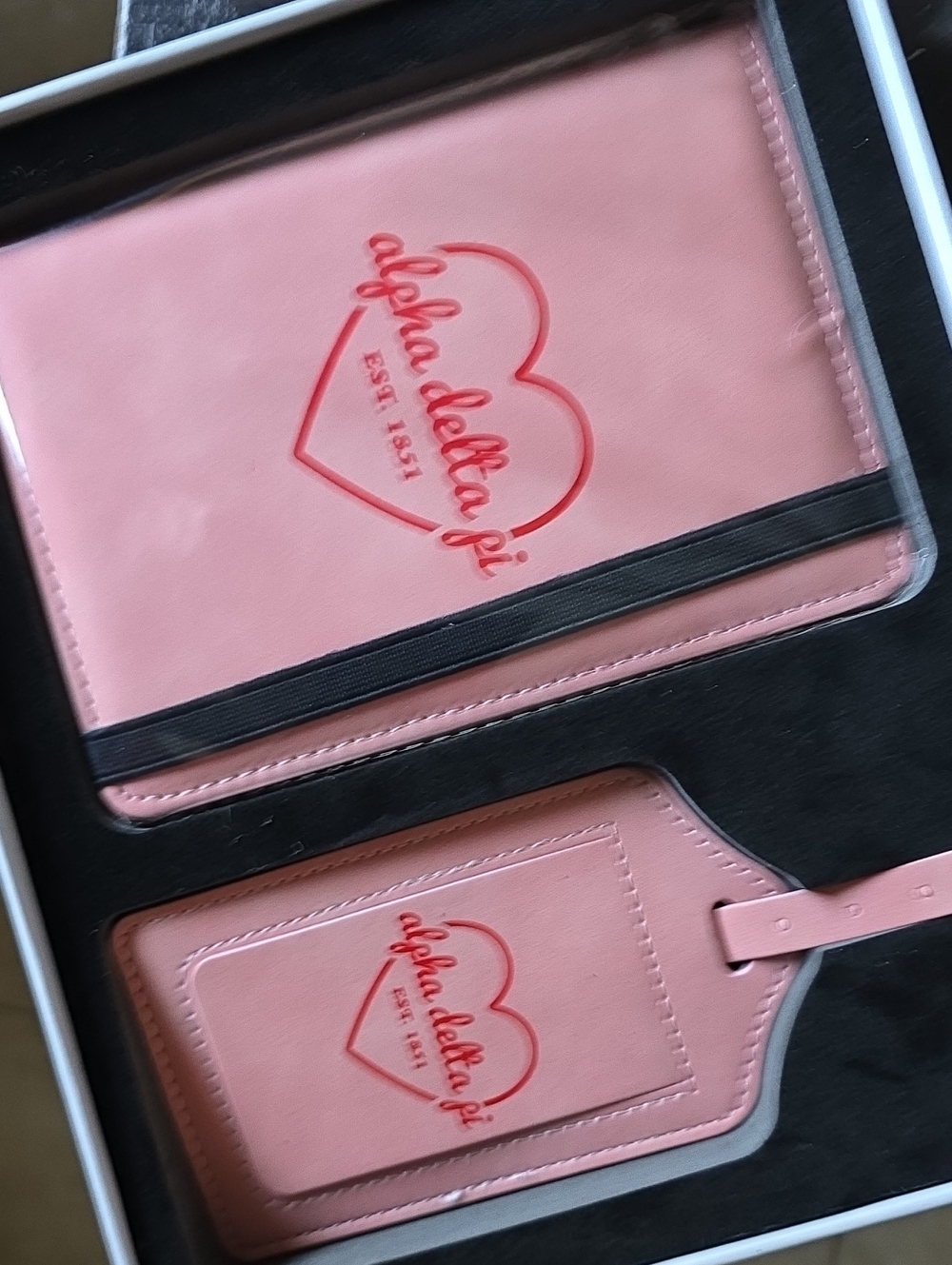 NIB! ALPHA DELTA Pi Sorority Bag Tag & Passport Cover